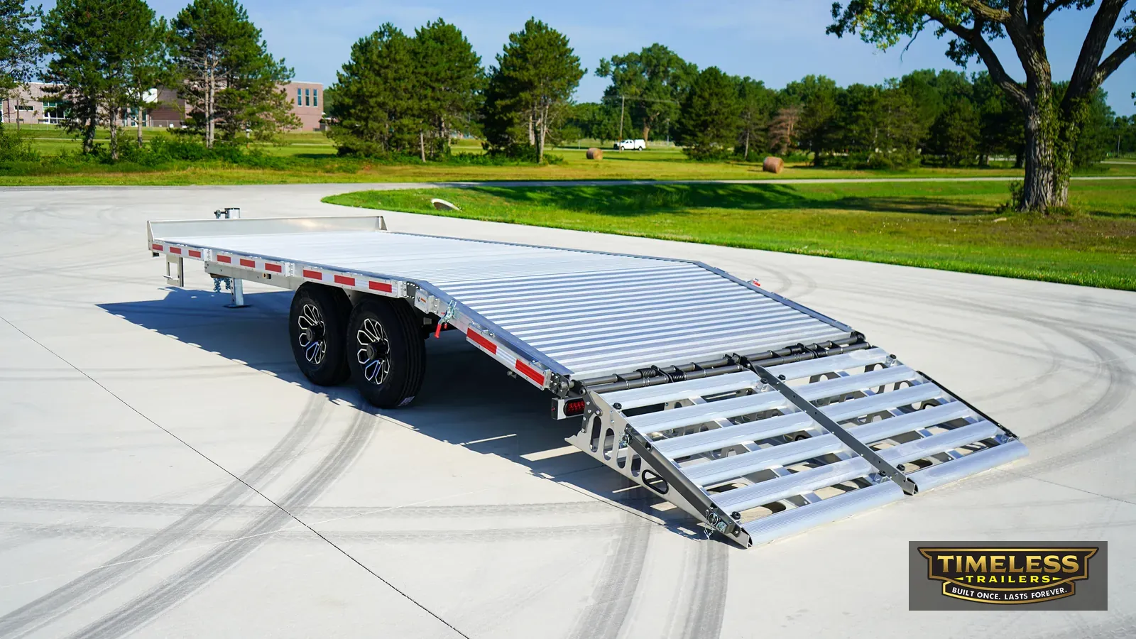Timpte 1620 Deck Over with the dovetail ramps folded down